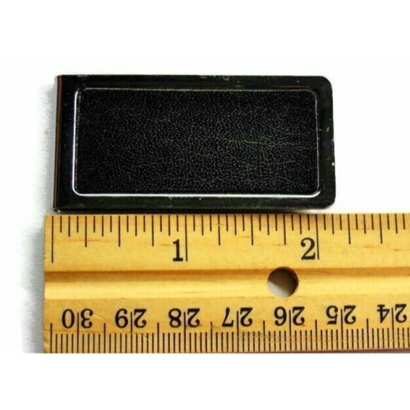 Money Clip Silver Tone & Black Wallet Credit Card Cash ID Holder - Picture 3 of 5